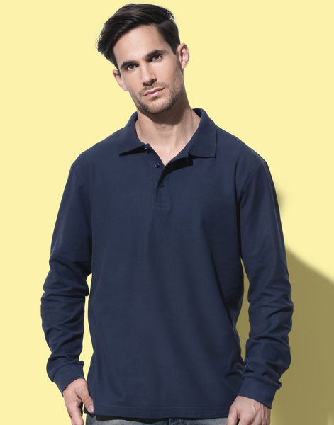 Polo personnalisé homme manches longues | Polo Long Sleeve Navy