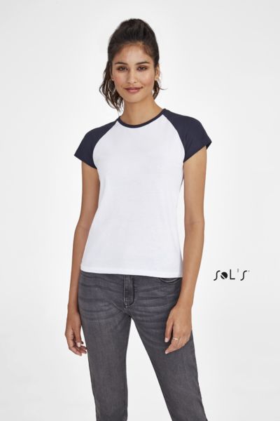 Tee-shirt publicitaire femme bicolore manches raglan | Milky