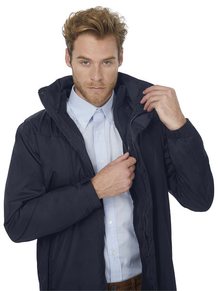 Veste publicitaire homme manches longues avec capuche | Corporate 3-in-1 Jacket Navy
