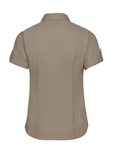 Chemise femme manches courtes twill roll-up publicitaire | Chiba Khaki