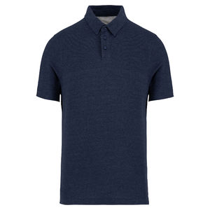 Polo maille gaufrée vegan homme publicitaire Recycled navy heather