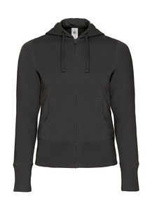 Sweatshirt publicitaire femme manches longues avec capuche | Hooded Full Zip women Sweat Black