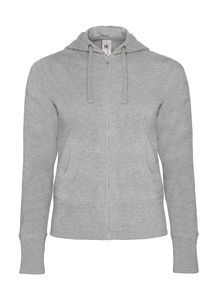 Sweatshirt publicitaire femme manches longues avec capuche | Hooded Full Zip women Sweat Heather Grey
