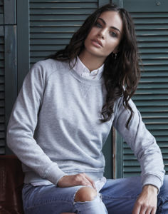 Sweatshirt publicitaire femme manches longues raglan | Karby Heather Grey