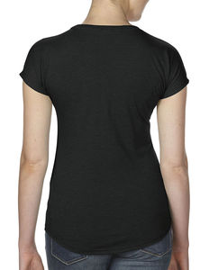 T-shirt publicitaire femme manches courtes col en v | Women`s Tri-Blend V-Neck Black