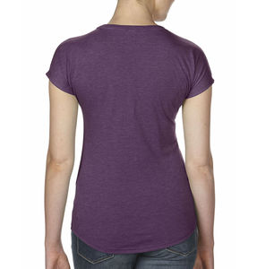 T-shirt publicitaire femme manches courtes col en v | Women`s Tri-Blend V-Neck Heather Aubergine