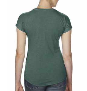 T-shirt publicitaire femme manches courtes col en v | Women`s Tri-Blend V-Neck Heather Dark Green