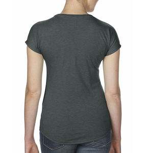 T-shirt publicitaire femme manches courtes col en v | Women`s Tri-Blend V-Neck Heather Dark Grey