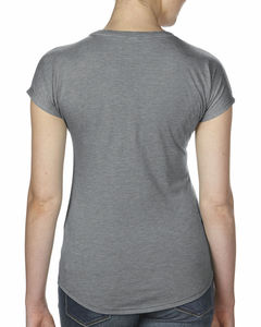 T-shirt publicitaire femme manches courtes col en v | Women`s Tri-Blend V-Neck Heather Graphite