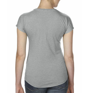 T-shirt publicitaire femme manches courtes col en v | Women`s Tri-Blend V-Neck Heather Grey