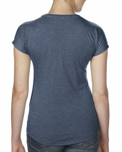 T-shirt publicitaire femme manches courtes col en v | Women`s Tri-Blend V-Neck Heather Navy