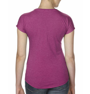 T-shirt publicitaire femme manches courtes col en v | Women`s Tri-Blend V-Neck Heather Raspberry
