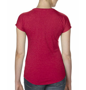 T-shirt publicitaire femme manches courtes col en v | Women`s Tri-Blend V-Neck Heather Red