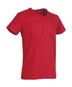 T-shirt publicitaire homme manches courtes col en v | Ben V-neck Crimson Red
