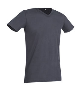 T-shirt publicitaire homme manches courtes col en v | Ben V-neck Slate Grey