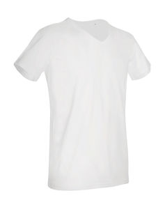 T-shirt publicitaire homme manches courtes col en v | Ben V-neck White