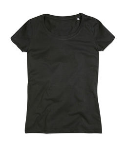 T-shirt publicitaire femme manches courtes | Janet Crew Neck Women Black Opal