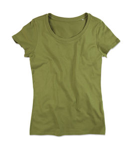 T-shirt publicitaire femme manches courtes | Janet Crew Neck Women Earth Green
