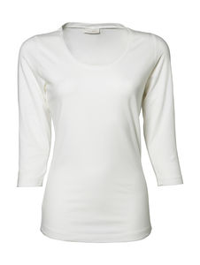 T-shirt cintré personnalisé femme manches 3/4 | Arhus White