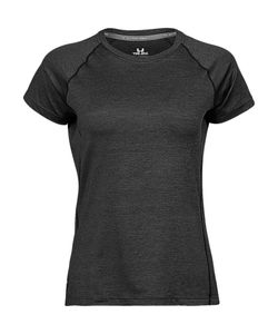 T-shirt publicitaire femme manches courtes raglan | Ansager Black Melange