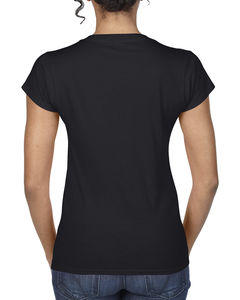 T-shirt femme col v softstyle personnalisé | Kingsey Falls Black