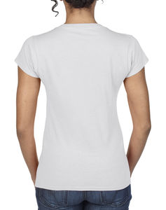 T-shirt femme col v softstyle personnalisé | Kingsey Falls White