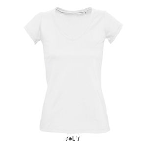 Tee-shirt publicitaire femme col V | Mild Blanc
