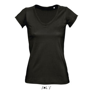 Tee-shirt publicitaire femme col V | Mild Noir profond