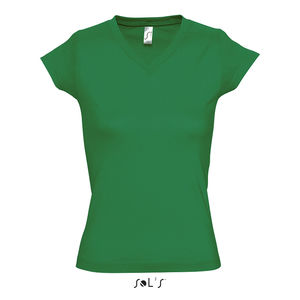 Tee-shirt publicitaire femme col V | Moon Vert prairie