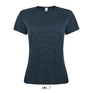 Tee-shirt publicitaire femme manches raglan | Sporty Women Bleu pétrole
