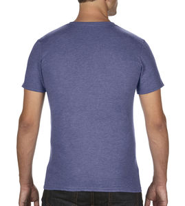 T-shirt publicitaire homme manches courtes cintré col en v | Adult Tri-Blend V-Neck Heather Blue