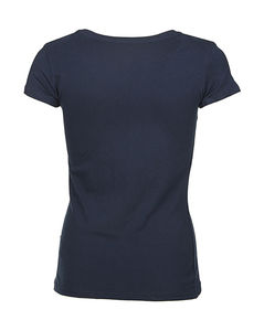 T-shirt personnalisé femme manches courtes cintré col en v | Claire V-neck Marina Blue