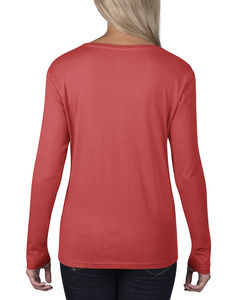 T-shirt publicitaire femme manches longues | Women`s Sheer LS Scoop Coral