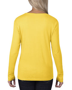 T-shirt publicitaire femme manches longues | Women`s Sheer LS Scoop Lemon Zest