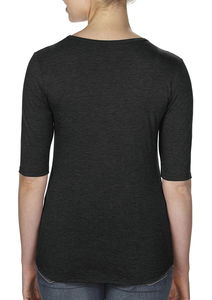T-shirt personnalisé femme manches courtes cintré | Women`s Tri-Blend Deep Scoop 1/2 Sleeve Black