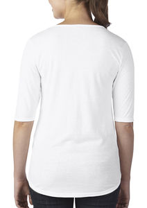 T-shirt personnalisé femme manches courtes cintré | Women`s Tri-Blend Deep Scoop 1/2 Sleeve White