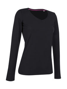 T-shirt publicitaire femme manches longues cintré | Claire Long Sleeve Black Opal