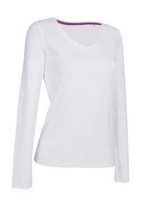 T-shirt publicitaire femme manches longues cintré | Claire Long Sleeve White