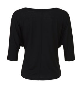 T-shirt publicitaire femme manches 3/4 col en v | Pollux Black