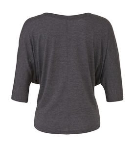 T-shirt publicitaire femme manches 3/4 col en v | Pollux Dark Grey Heather