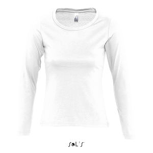 Tee-shirt publicitaire femme col rond manches longues | Majestic Blanc