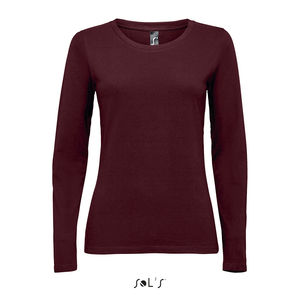 Tee-shirt publicitaire femme col rond manches longues | Majestic Oxblood