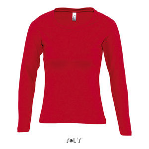 Tee-shirt publicitaire femme col rond manches longues | Majestic Rouge