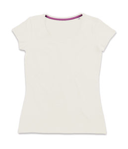 T-shirt personnalisé femme manches courtes cintré | Megan Crew Neck Cream White