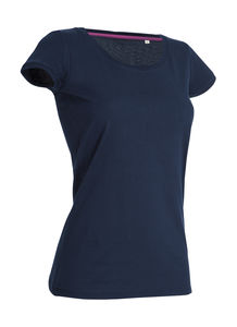 T-shirt personnalisé femme manches courtes cintré | Megan Crew Neck Marina Blue