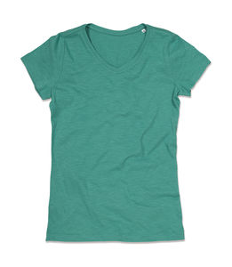 T-shirt personnalisé femme manches courtes | Sharon V-neck Women Bahama Green