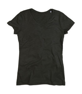 T-shirt personnalisé femme manches courtes | Sharon V-neck Women Black Opal
