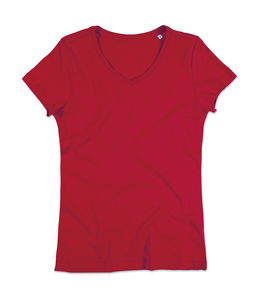T-shirt personnalisé femme manches courtes | Sharon V-neck Women Crimson Red