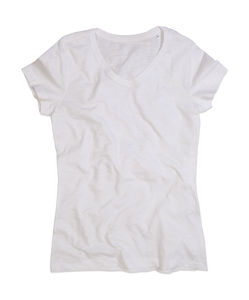 T-shirt personnalisé femme manches courtes | Sharon V-neck Women White
