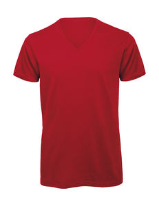 T-shirt organic col v homme publicitaire | Inspire V men Red